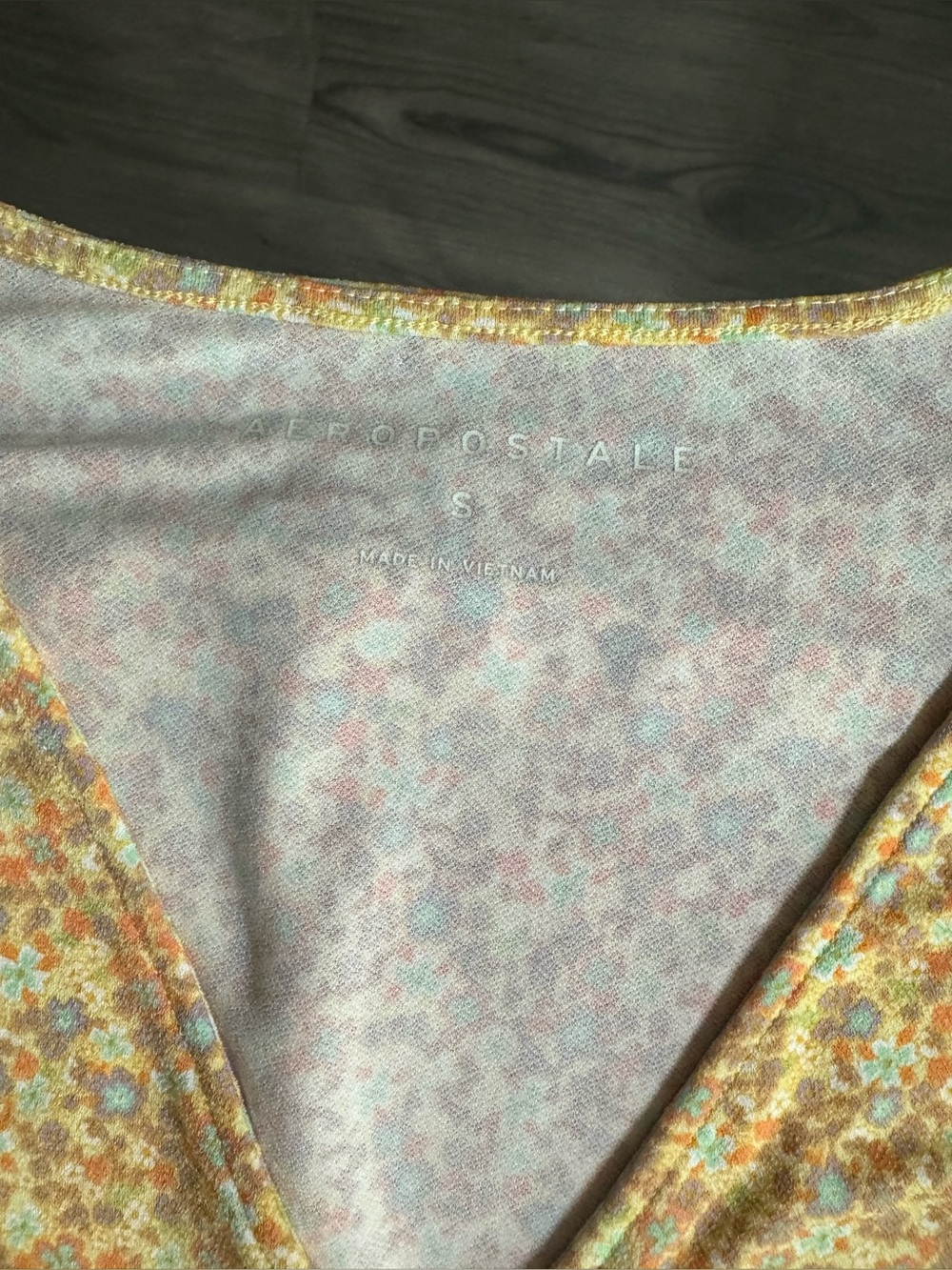 Aeropostale Yellow Floral A-Line V Neck Dress - Picture 7 of 7